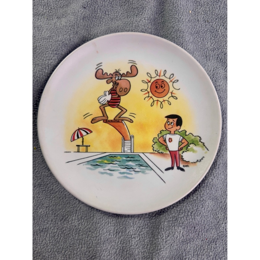 Vintage Bullwinkle Moose Jay‎ Ward Melmac Plate Boonton Molding 8202-8 8 Inch